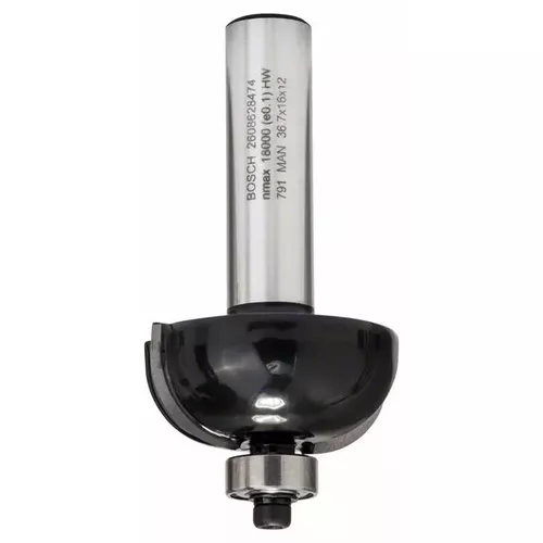 Dlabací fréza s kuličkovým ložiskem, 12 mm, R1 12 mm, D 36,7 mm, L 16 mm, G 70 mm  BOSCH 2608628474