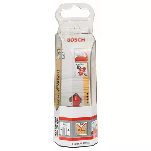 Drážkovací fréza tvaru V, Expert for Wood, 8 mm, D 12,7 mm, L 10 mm, G 44,5 mm, G 90°  BOSCH 2608629369