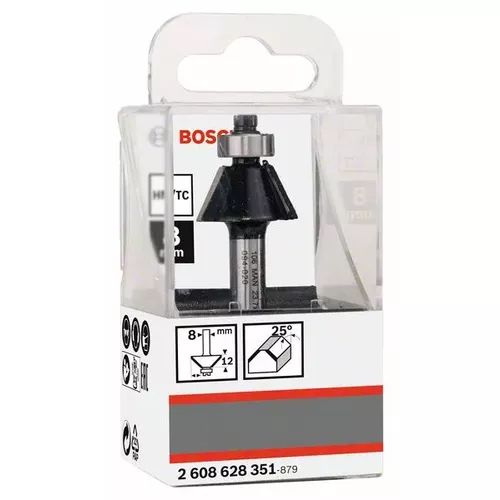 Fazetovací zarovnávací fréza, 8 mm, D1 23,7 mm, B 5,5 mm, L 12 mm, G 54 mm, 25°  BOSCH 2608628351