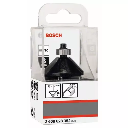 Fazetovací fréza, 8 mm, B 11 mm, L 14,7 mm, G 56 mm, 45°  BOSCH 2608628352