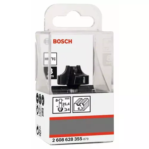 Fréza na tvorbu hran Ovolo, 8 mm, R1 6,3 mm, D 25,4 mm, L 14 mm, G 46 mm  BOSCH 2608628355
