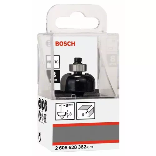 Dlabací fréza s kuličkovým ložiskem, 8 mm, R1 6 mm, D 24,7 mm, L 13 mm, G 53 mm  BOSCH 2608628362