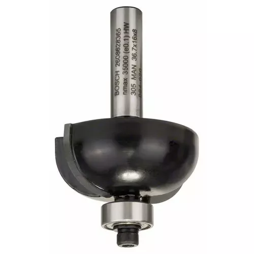 Dlabací fréza s kuličkovým ložiskem, 8 mm, R1 12 mm, D 36,7 mm, L 16 mm, G 58 mm  BOSCH 2608628365