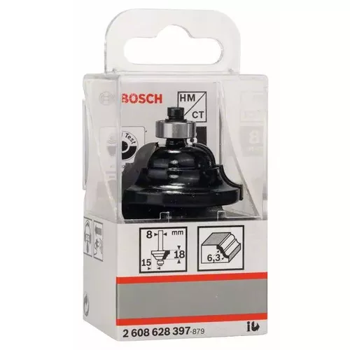 Fréza na tvorbu hran D, 8 mm, R1 6,3 mm, B 15 mm, L 18 mm, G 60 mm  BOSCH 2608628397