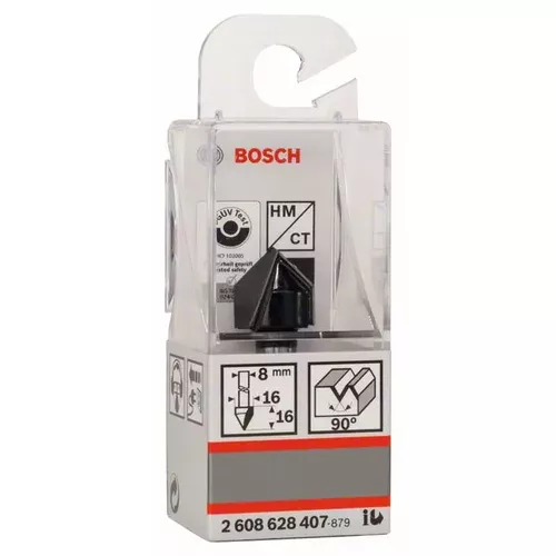 Drážkovací fréza tvaru V, 8 mm, D1 16 mm, L 16 mm, G 45 mm, 90°  BOSCH 2608628407