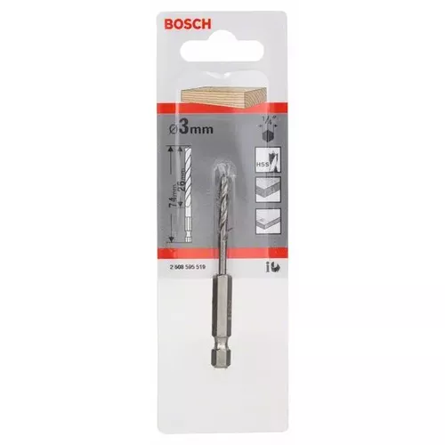 Spirálový vrták do dřeva s šestihrannou stopkou 1/4"  BOSCH 2608595519