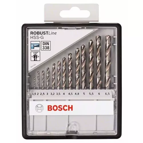 Sada spirálových vrtáků do kovu HSS-G, Robust Line, 135° 1,5–6,5 mm, 13 kusů BOSCH 2607010538
