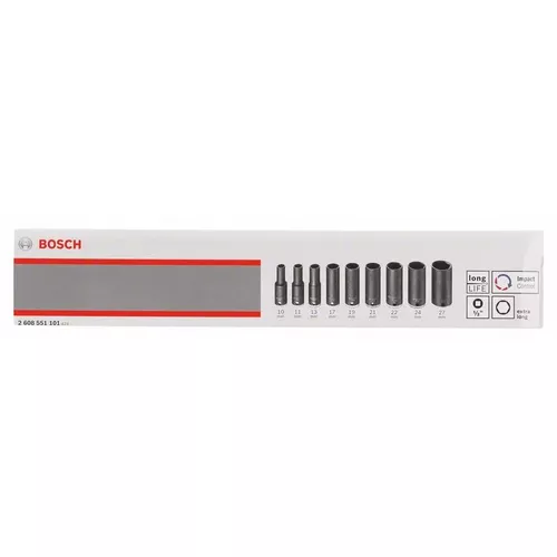 9dílná sada nástavců 10–27 mm, dlouhé BOSCH 2608551101