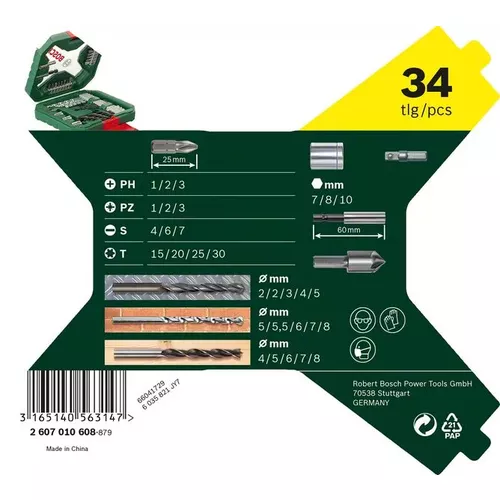  34dílná sada vrtáků a šroubovacích bitů X-Line Classic BOSCH 2607010608