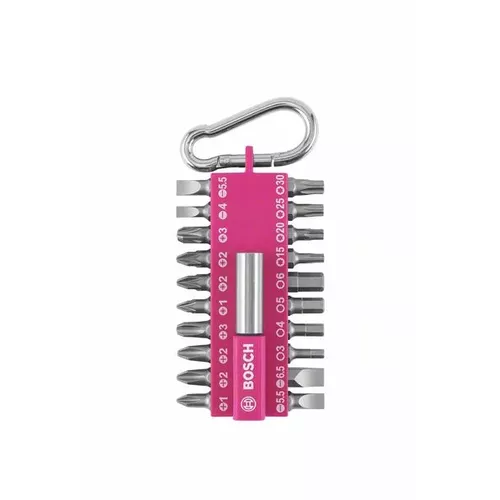 Sada 21 šroubovacích nástavců s karabinou (fuchsiová)  BOSCH 2607002821