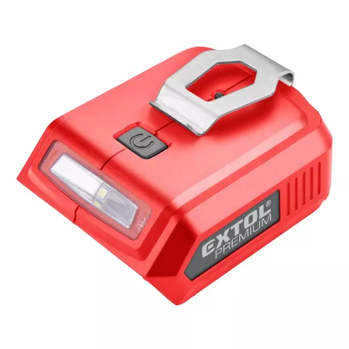 Nabíječka aku pro usb zařízení, se světlem, share20v, bez baterie, 5v/2a EXTOL PREMIUM 8891896