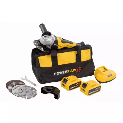 Aku úhlová bruska 115mm 20V 2bat 4,0Ah  plus  8ks přísl Powerplus POWXB20030