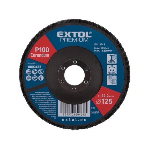 Kotouč lamelový šikmý korundový, o125mm, p100 EXTOL PREMIUM 8803475