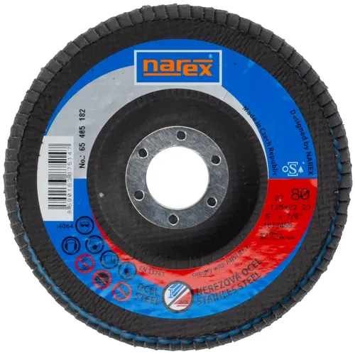 Lamelový kotouč 2v1 pro broušení běžné a ušlechtilé oceli LK ø 125×22.2 27 ZA 80 NAREX