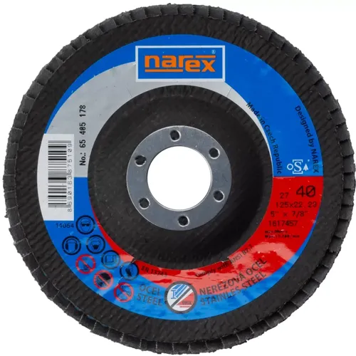 Lamelový kotouč 2v1 pro broušení běžné a ušlechtilé oceli LK ø 125×22.2 27 ZA 40 NAREX