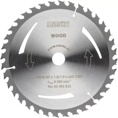 Pilový kotouč WOOD 185 × 1,6/1,0 × 20 Z36T NAREX