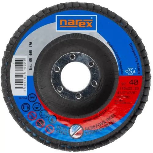 Lamelový kotouč 2v1 pro broušení běžné a ušlechtilé oceli LK ø 115×22.2 27 ZA 40 NAREX