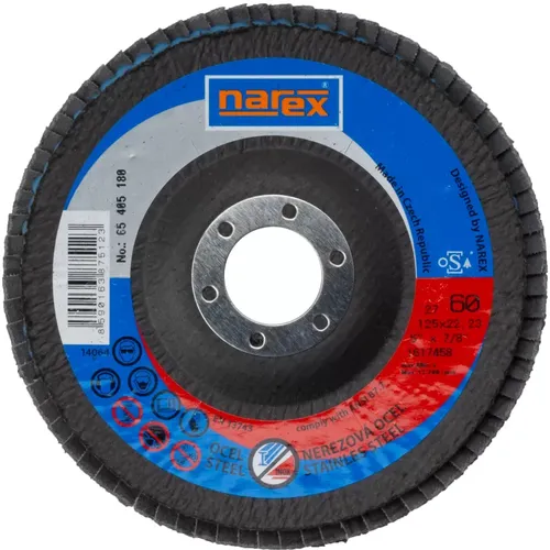 Lamelový kotouč 2v1 pro broušení běžné a ušlechtilé oceli SET LK ø 125x22.2  27 ZA 60 NAREX