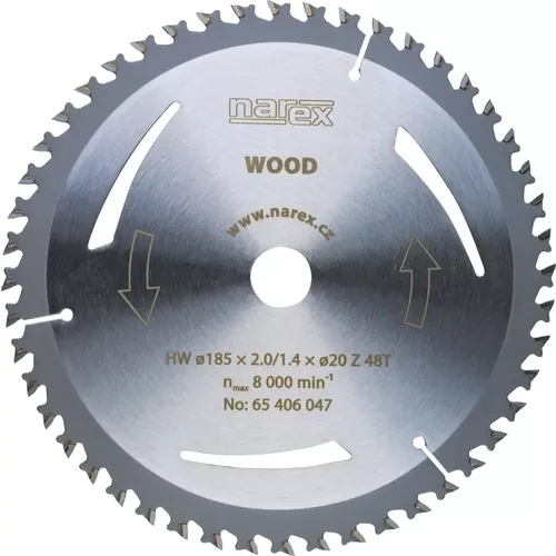 Pilový kotouč WOOD 185 × 2,0/1,4 × 20 Z48T NAREX