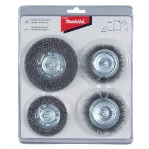 Makita D-65729 sada ocelových kartáčů s válcovou stopkou 4 ks v blistru