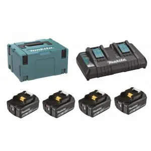 Makita 198091-4 sada Li-ion LXT 18V 4xBL1860B+DC18RD+Makpac