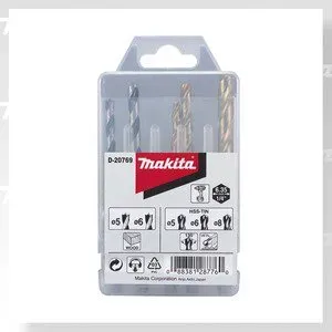Makita D-20769 sada vrtáků šestihran 1/4" do kovu/dřeva 5 ks v plastové krabičce