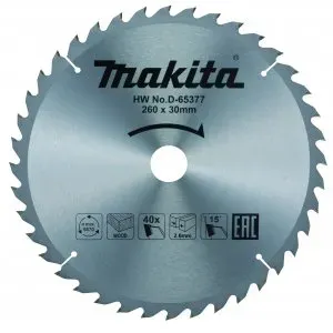 Makita D-65377 kotouč pilový dřevo TCT 260x2.6x30mm 40Z=newD-77322