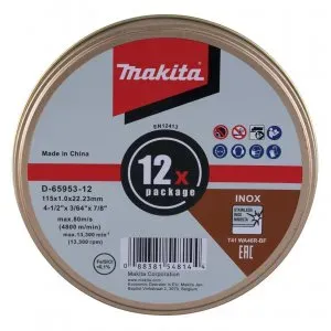 Makita D-65953-12 kotouč řezný nerez 115x1.0x22.23mm, 12ks
