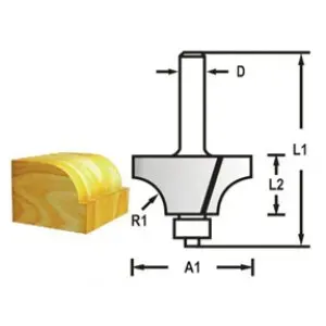 Makita D-48468 Zaoblovací fréza s ložiskem stopka 6 mm,22,2x12,7x53 mm R=4,8mm STOP