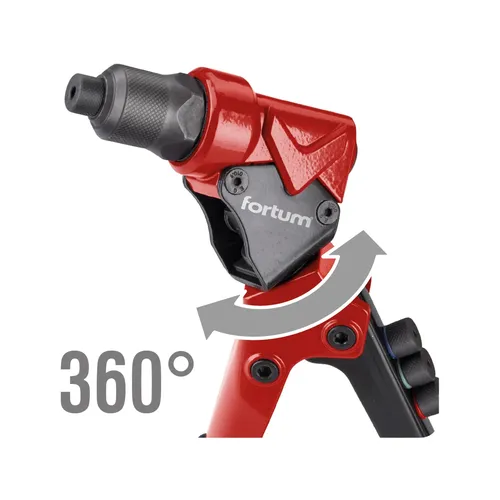 Kleště nýtovací s otočnou hlavou combo, pro nýt. matice m3-m6 a trhací nýty 2,4-4,8mm FORTUM 4770628