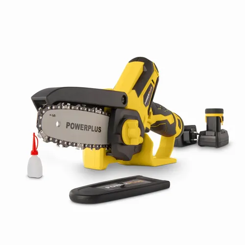 AKU jednoruční řetězová pila 12V LI-ION 100mm 2bat Powerplus POWXG1045