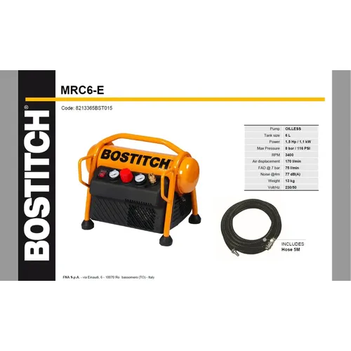 MRC6-E - Kompresor bezolejový BOSTITCH