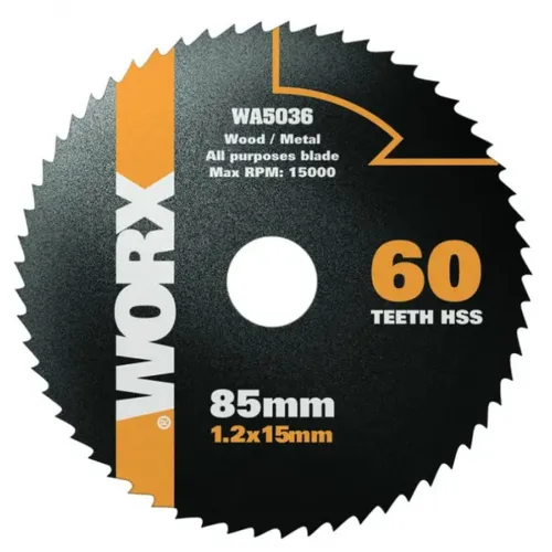 Worx power tools WA5036 - Pilový kotouč na dřevo HSS, průměr 85mm, 60 zubů