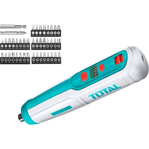 Šroubovák aku mini, 4v, usb nabíjení, se sadou bitů, neobsahuje usb kabel TOTAL TSDLI0406