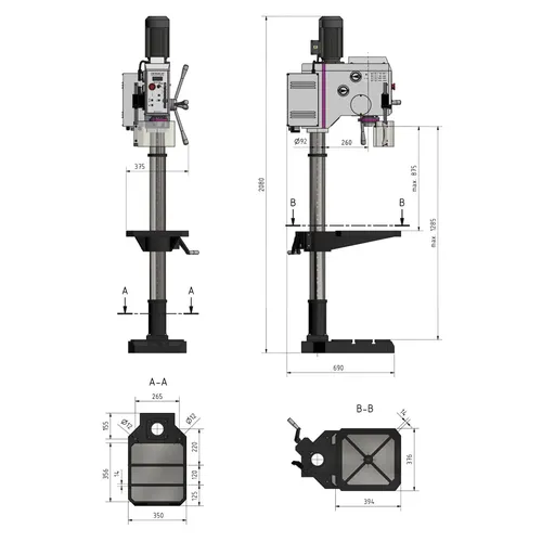Sloupová převodová vrtačka OPTIdrill DH 28 GSV 3034235 Optimum