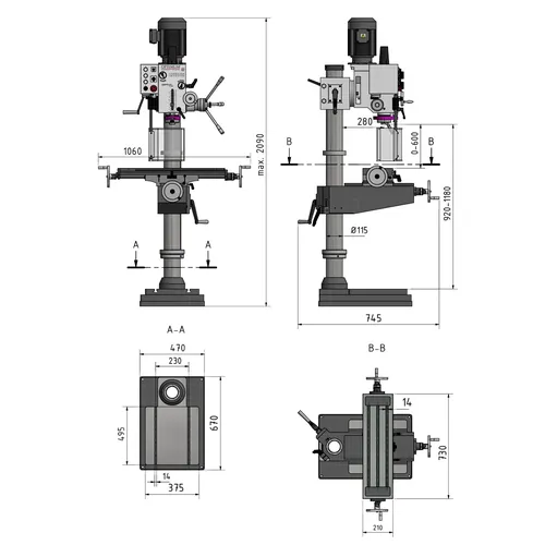 Sloupová převodová vrtačka OPTIdrill DH 40 CTP 3034352 Optimum