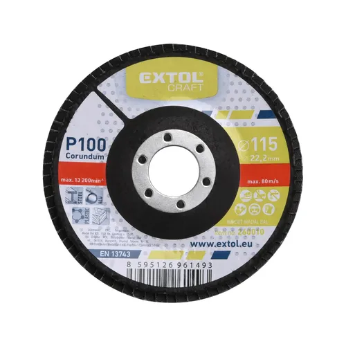 Zrušeno! nahrazeno výrobkem 8803465 kotouč lamelový šikmý korundový, p100, o 115mm EXTOL CRAFT 260010