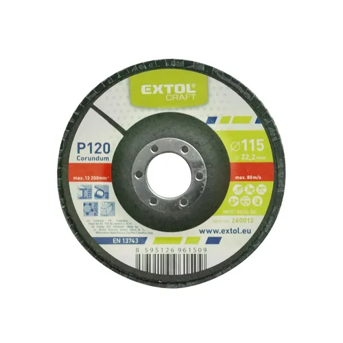 Zrušeno! nahrazeno výrobkem 8803466 kotouč lamelový šikmý korundový, p120, o 115mm EXTOL CRAFT 260012
