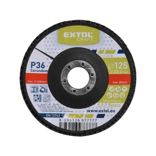 Zrušeno! nahrazeno výrobkem 8803471 kotouč lamelový šikmý korundový, p36, o 125mm EXTOL CRAFT 260023