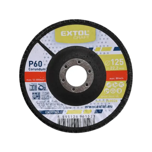 Zrušeno! nahrazeno výrobkem 8803473 kotouč lamelový šikmý korundový, p60, o 125mm EXTOL CRAFT 260026