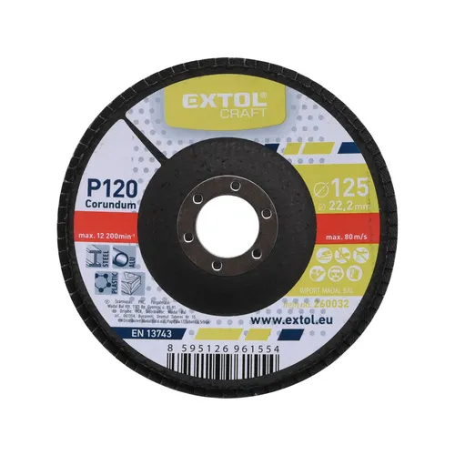 Zrušeno! nahrazeno výrobkem 8803476 kotouč lamelový šikmý korundový, p120, o 125mm EXTOL CRAFT 260032