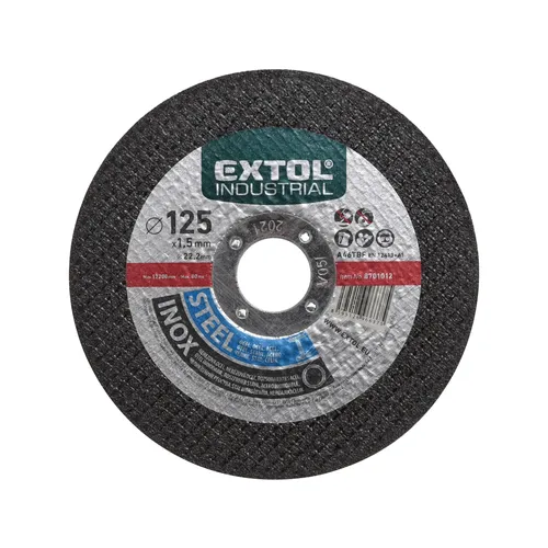 Zrušeno! nahrazeno výrobkem 8808112, kotouč řezný na ocel/nerez, o 125x1,5x22,2mm EXTOL INDUSTRIAL 8701012