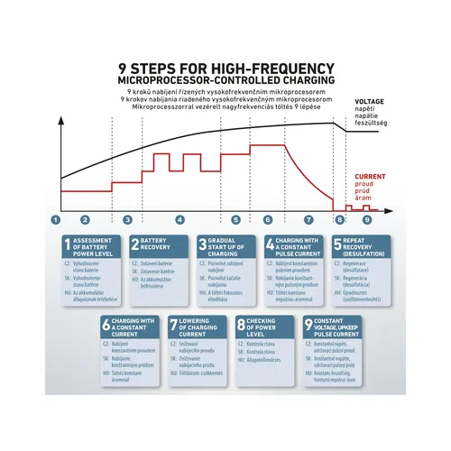 Zrušeno! nahrazeno výrobkem 8897302 autonabíječka 9stupňová, řízená mikroprocesorem, 12/6v, 4a EXTOL PREMIUM 8897300