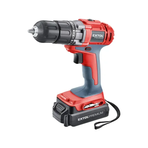 Zrušeno! nahrazeno výrobkem 8891802, vrtací šroubovák aku, 18v li-ion (2x), 1500mah EXTOL PREMIUM 8891114