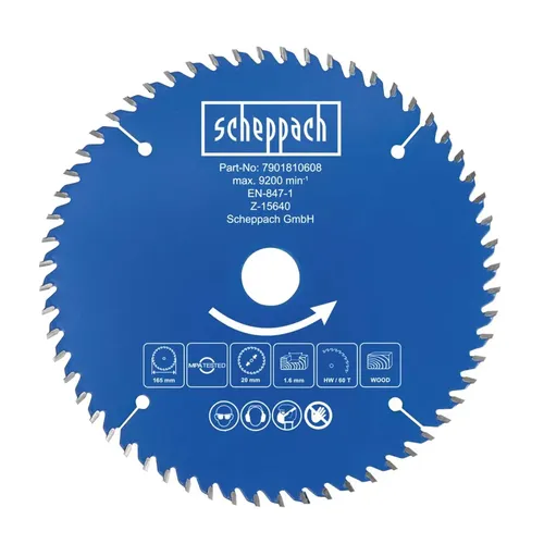 Scheppach Pilový kotouč TCT ( 165 x 20 x 1,6 mm, 60 Z ) pro BC-HCS165-X / C-HCS165-X
