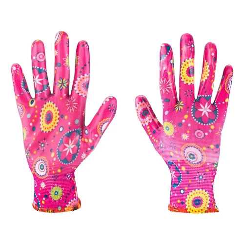 Rukavice zahradní polyesterové, polomáčené v nitrilu, velikost 8" EXTOL LADY 8856674