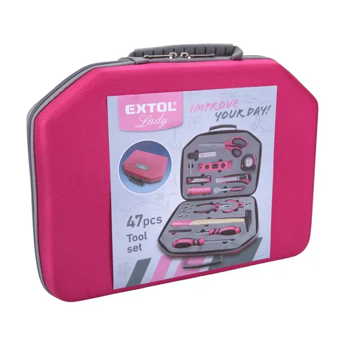 Sada nářadí 47ks, 1/4", crv EXTOL LADY 6590