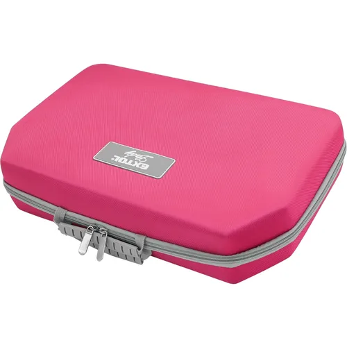 Vrtací šroubovák aku s příklepem, růžový, 12v li-ion, 2000mah, v kufru s nářadím, sada 27ks EXTOL LADY 402403
