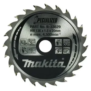 Makita B-33629 kotouč pilový dřevo SPECIALIZED 136x1.5x20mm 24Z pro aku pily = old B-21995