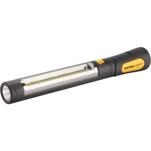 Zrušeno! nahrazeno výrobkem 43155,svítilna 3w+3w cob led s kloubem a magnetem, 3w led - 160lm, 3w cob - 220lm EXTOL LIGHT 43112